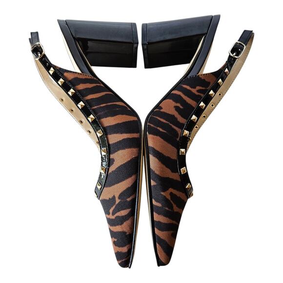 MARC FISHER Women's 6 M Carmon Slingback Pumps Shoes Black Brown Pointed Toe NEW - Picture 7 of 10